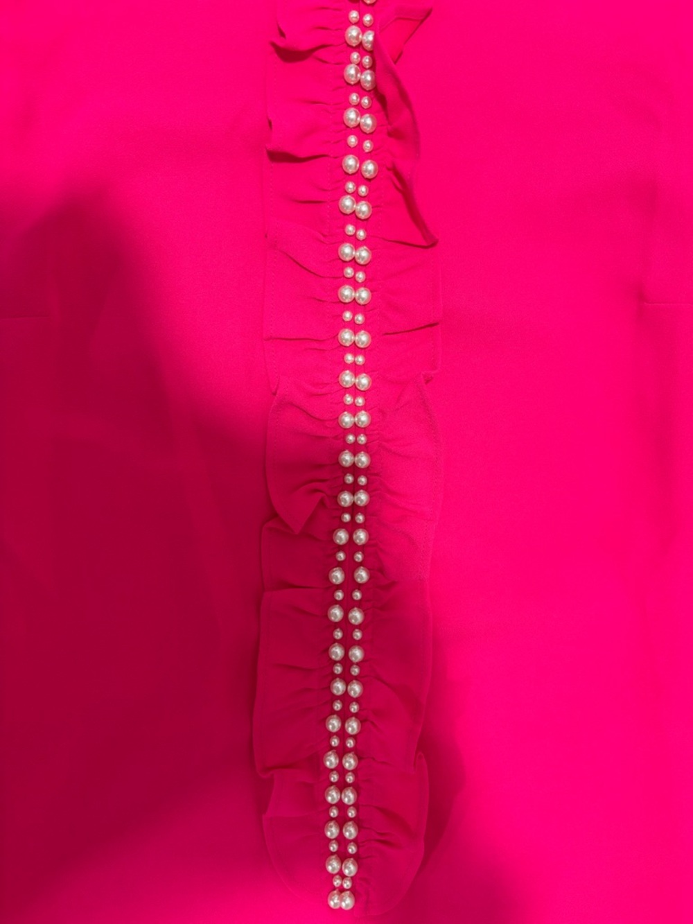 Lilly Pulitzer Adalee Hot Pink Ruffle Pearl-Trim A-Line Dress - Picture 3 of 4